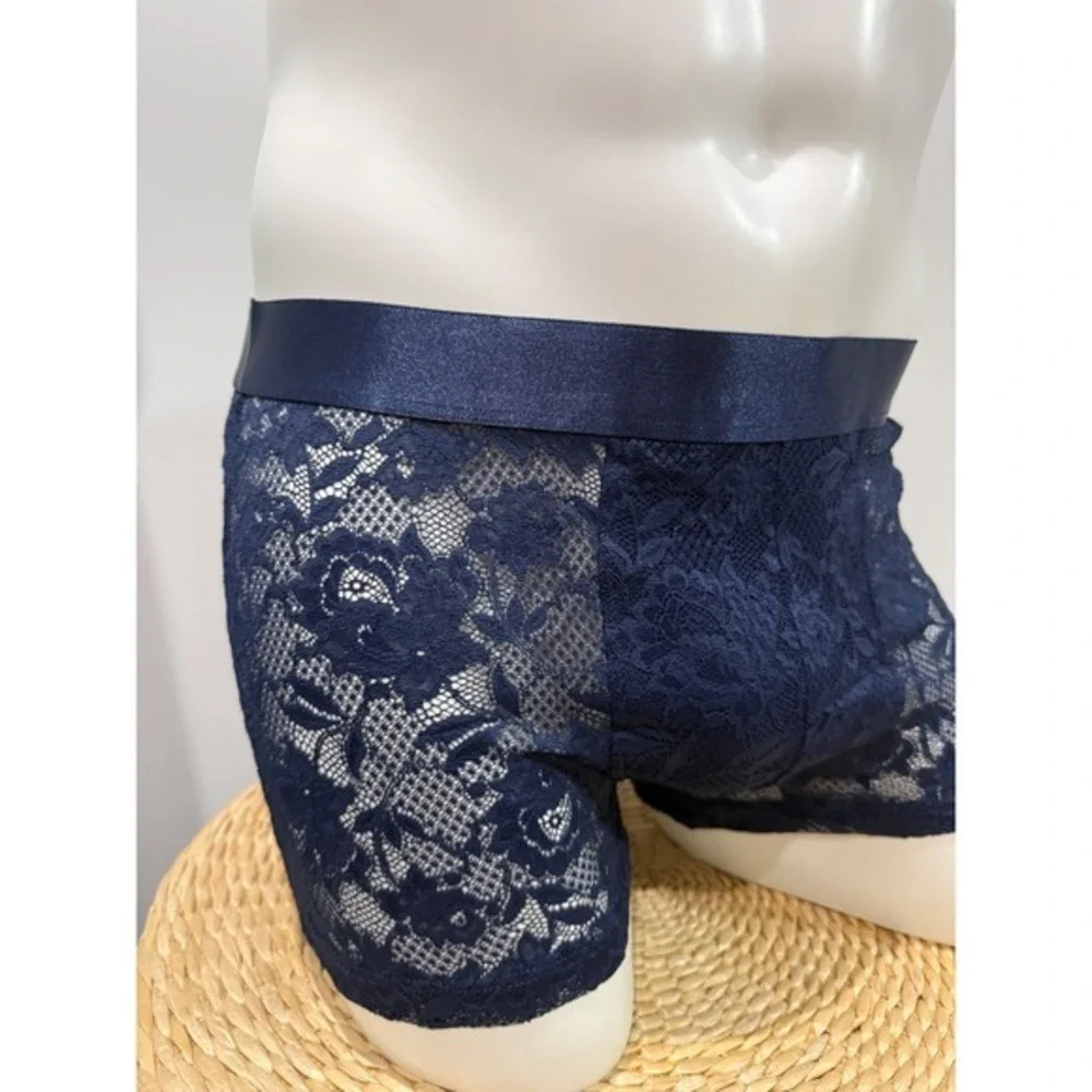 Cosabella Never Say Never Lace Trunk Boxer Brief Navy Blue     Luxury L NWT